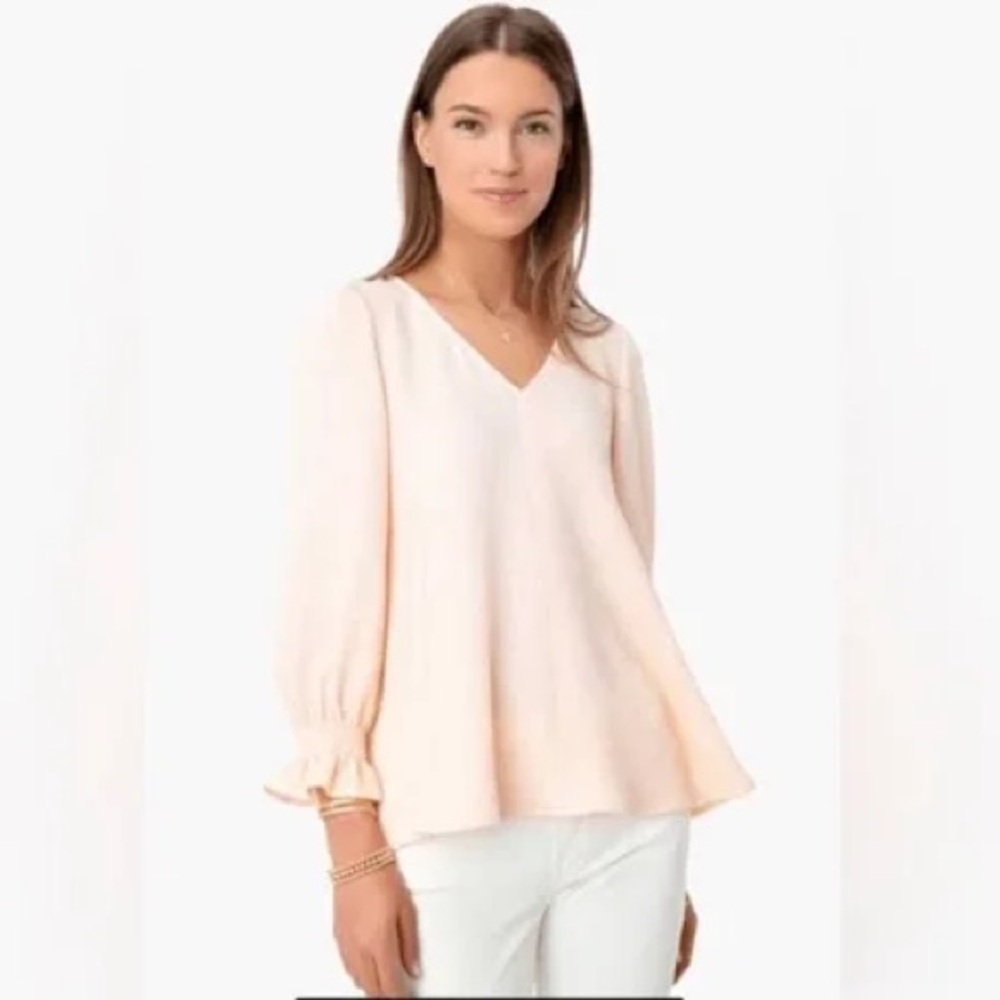 Tuckernuck Light Peach V-Neck Long Sleeve Blouse